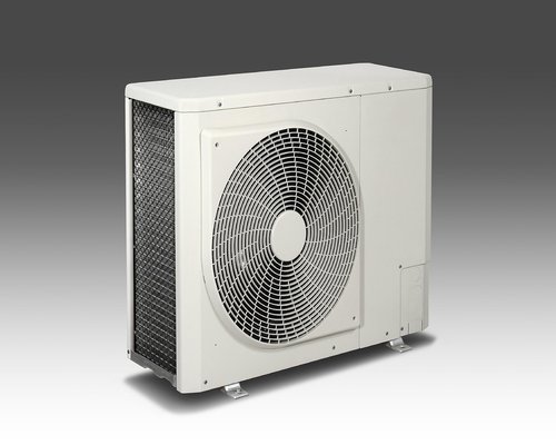 outdoor AC unit on a residential building in Cairo